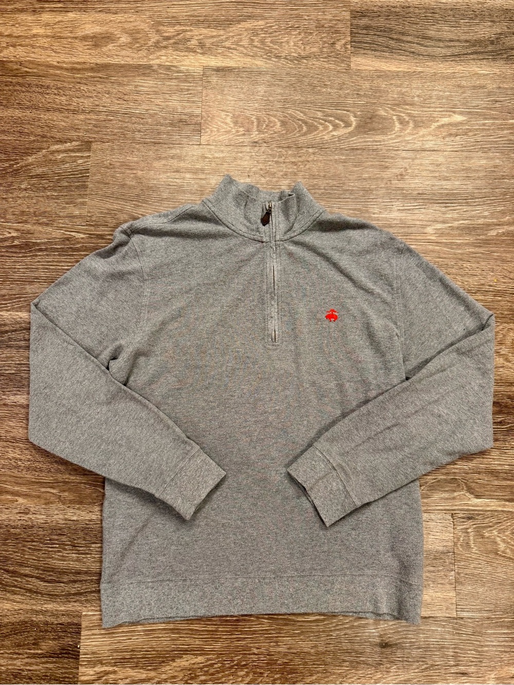 Brooks Brothers 346 Gray 1/4 Zip Cotton Pullover Sweater Men's Medium